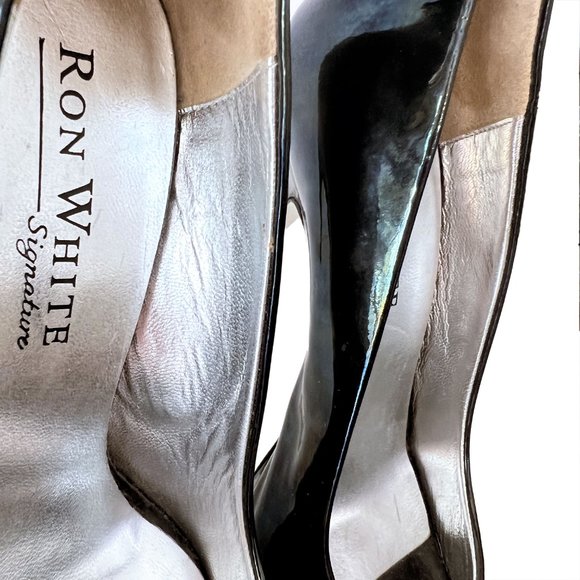 RON White Signature Patent Leather peep toe Stiletto heel Italy, sz 36 (US 5.5) - Picture 9 of 12